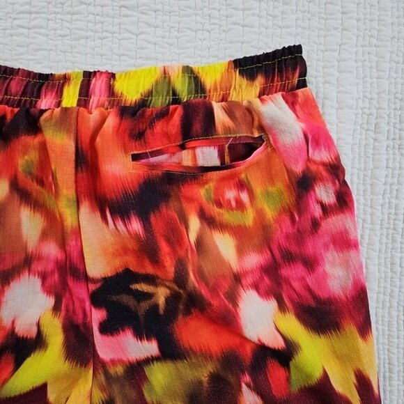 Massive Luxury Crinkle Drawstring Shorts Men's M Medium Tie Dyed Red Yellow NEW - Picture 4 of 7